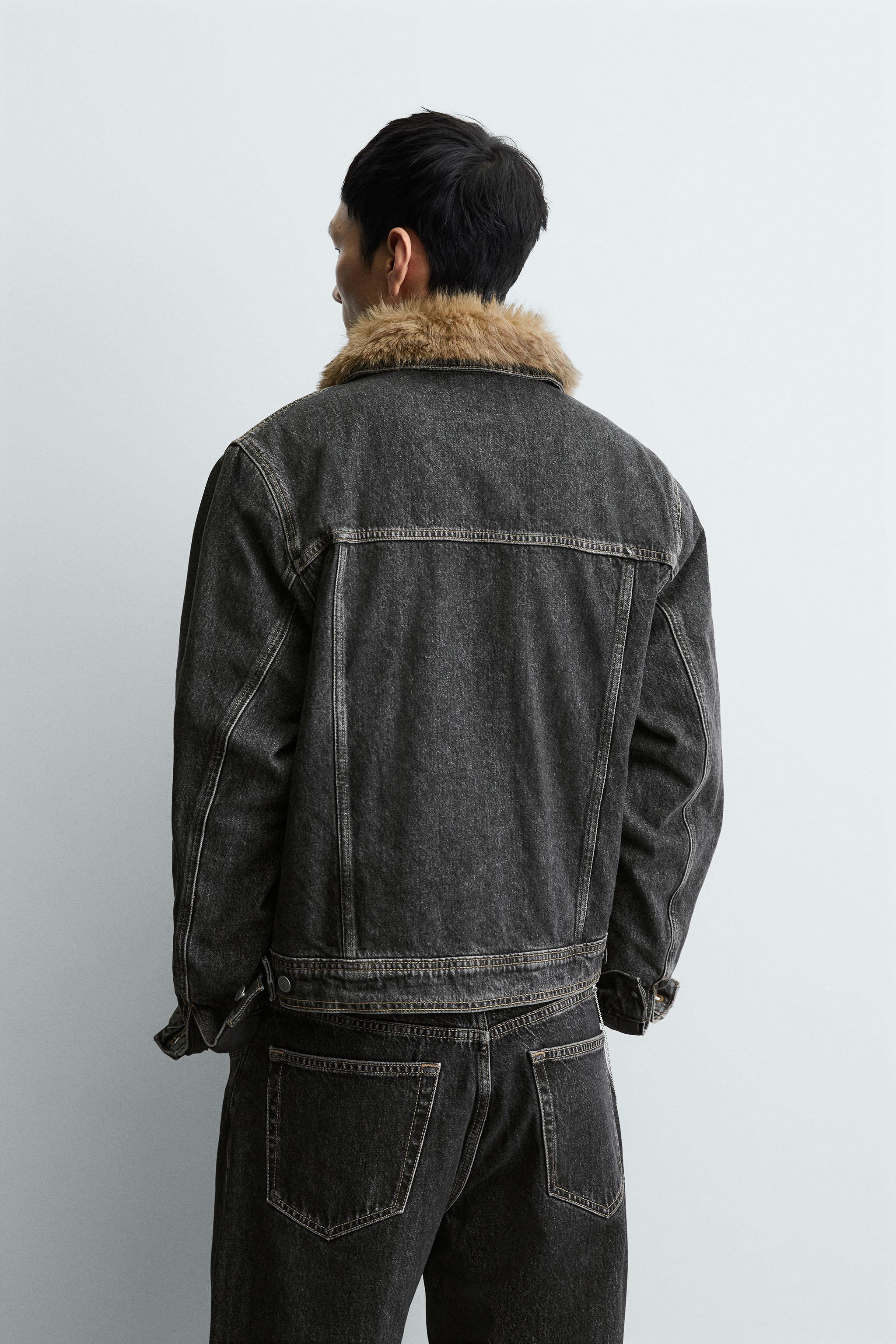 FAUX FUR COLLAR DENIM JACKET